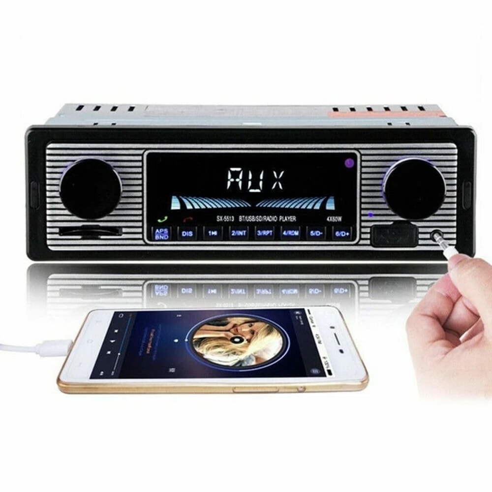 Vintage Bluetooth Car Radio FM Player With AUX USB SD Card Support 1