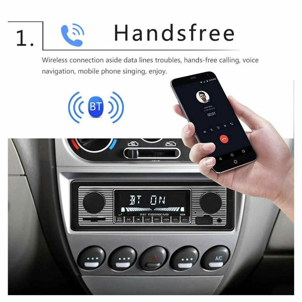 Vintage Bluetooth Car Radio FM Player With AUX USB SD Card Support 6