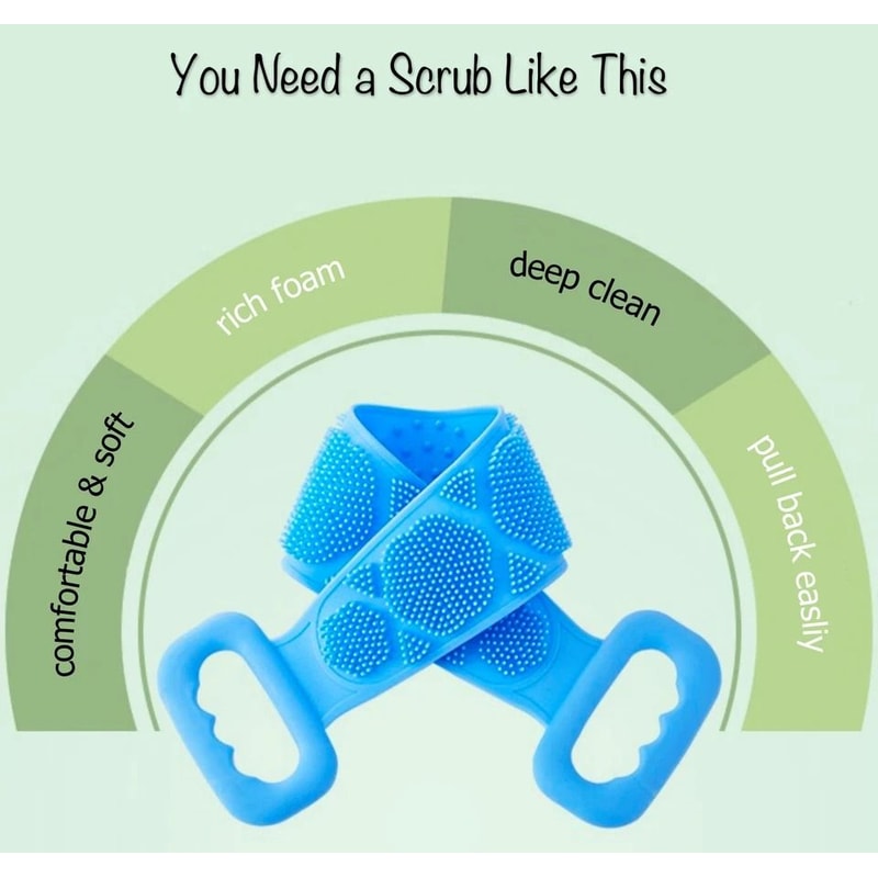 Silicone Bath Brush DualSided Exfoliating Scrubber For Body Wash Back 2