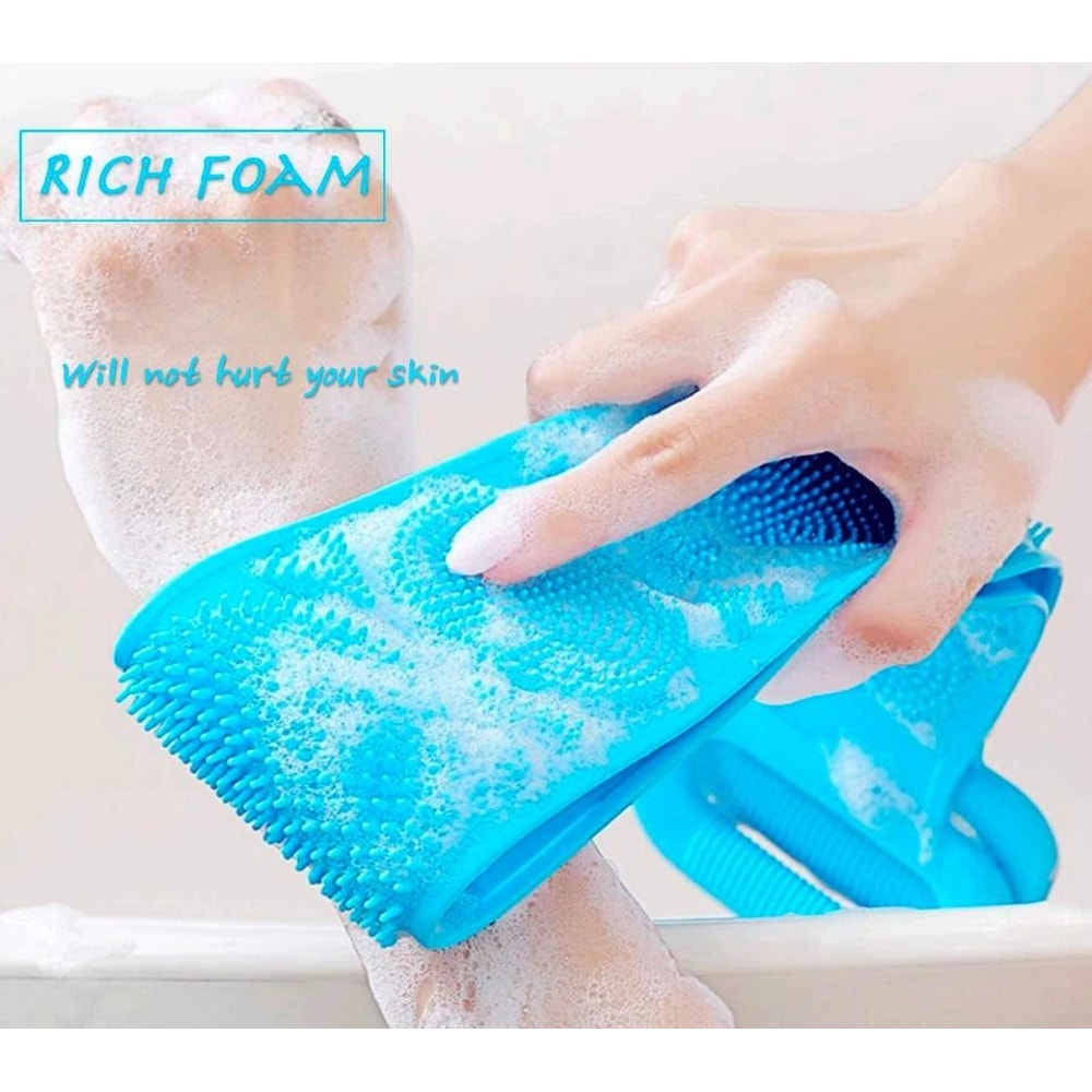 Silicone Bath Brush DualSided Exfoliating Scrubber For Body Wash Back 8