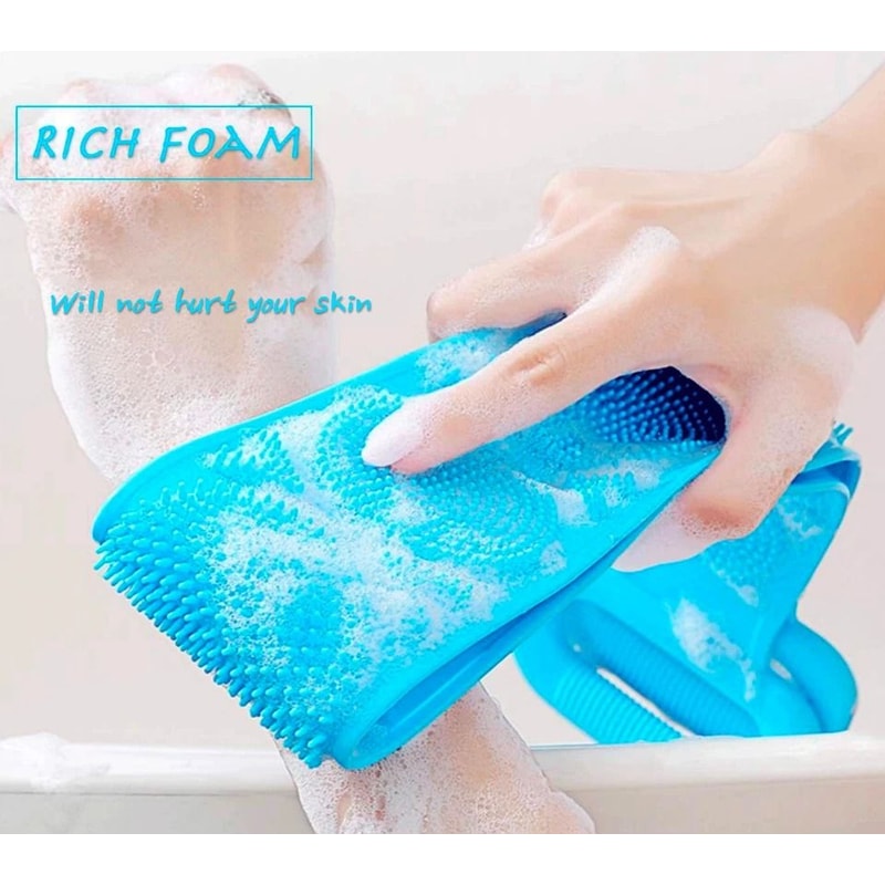 Silicone Bath Brush DualSided Exfoliating Scrubber For Body Wash Back 8