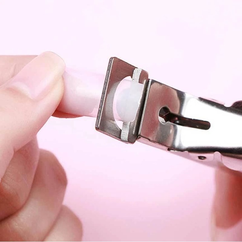 Acrylic Nail Tip Cutter With Spring Pink Handle Perfect For Manicure And False Nail Clipping 3