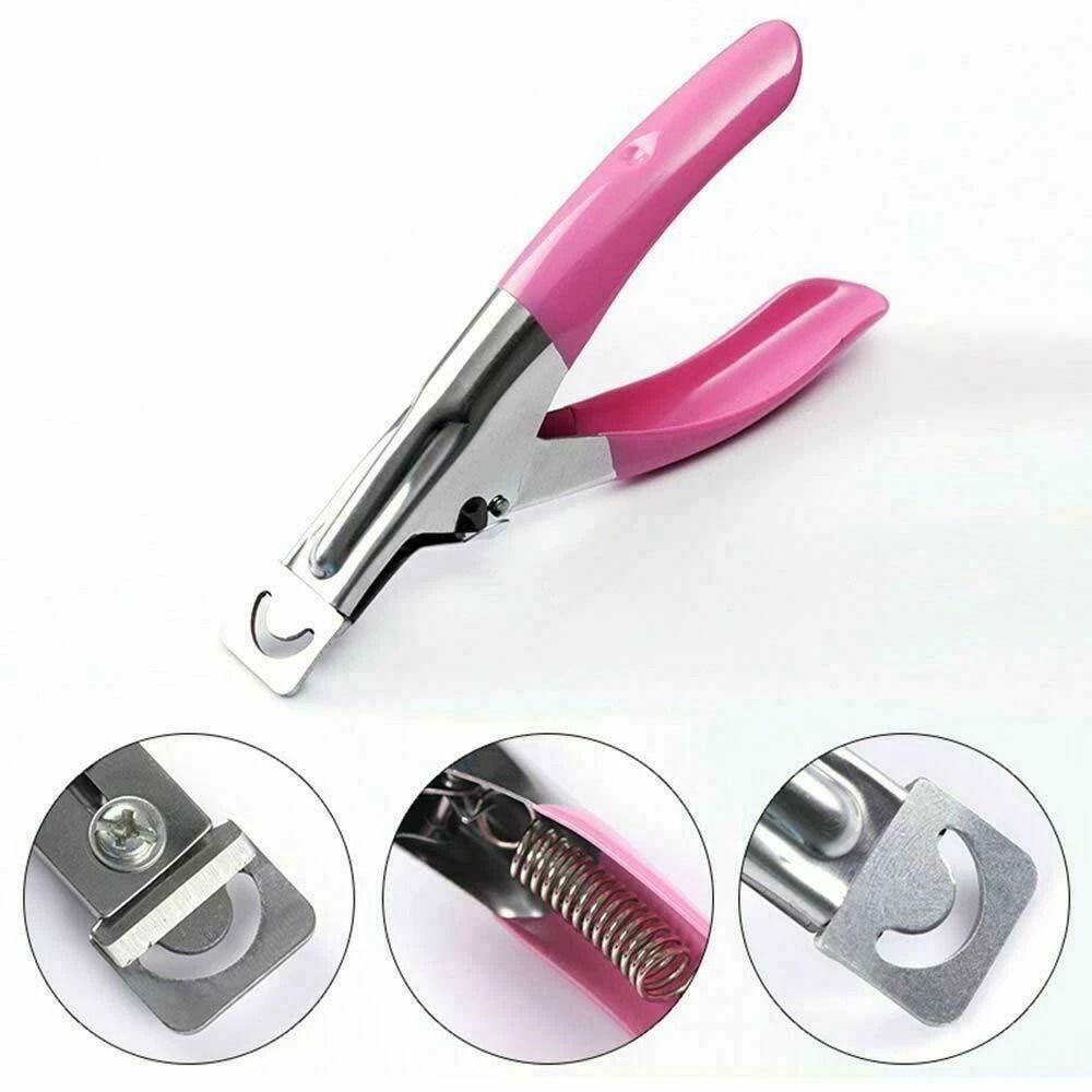 Acrylic Nail Tip Cutter With Spring Pink Handle Perfect For Manicure And False Nail Clipping 0