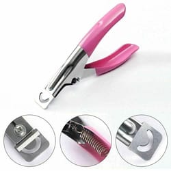 acrylic nail tip cutter with spring, pink handle perfect for manicure and false nail clipping