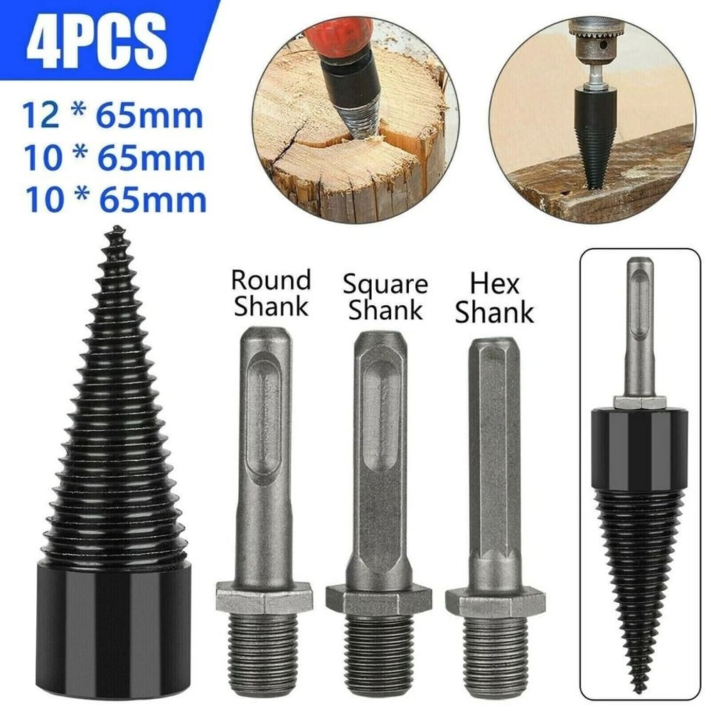 HighSpeed Twist Wood Splitter Drill Bit Firewood Screw Splitting Cone Driver For Easy Log Cutting 7
