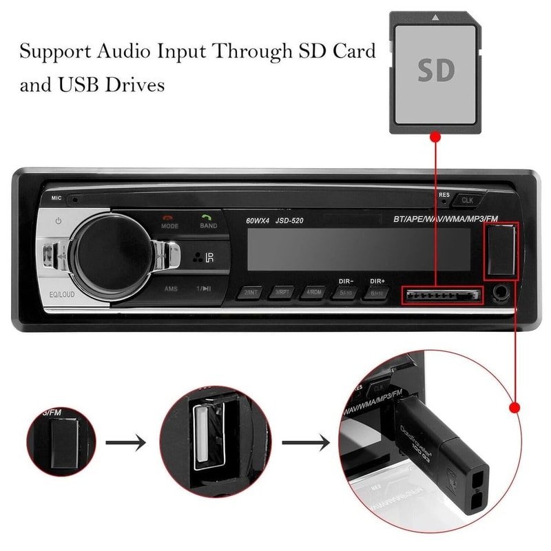 Bluetooth Car Stereo FM Radio Player Receiver With USBSD Aux Input 15