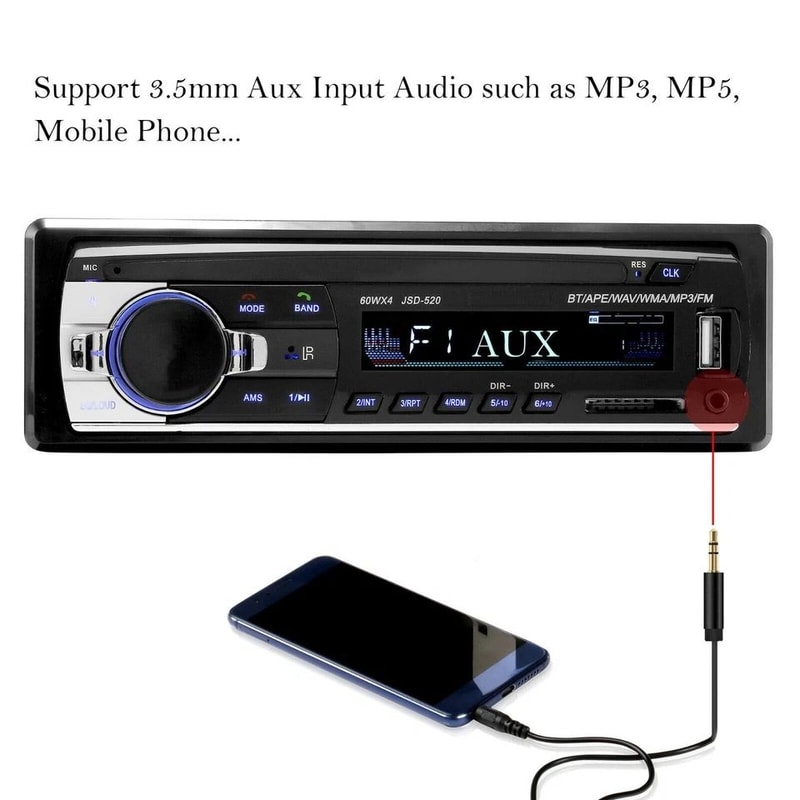 Bluetooth Car Stereo FM Radio Player Receiver With USBSD Aux Input 16