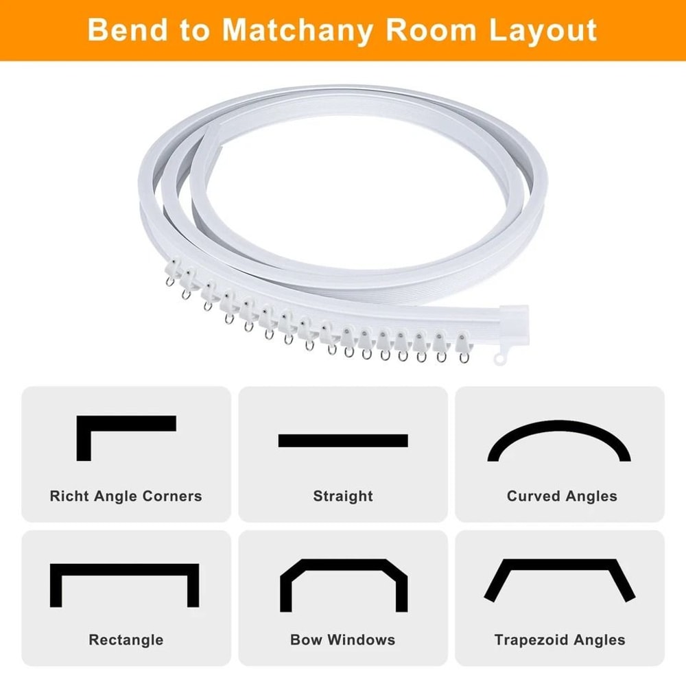 Flexible Ceiling Curtain Track System With Hooks And Brackets 4