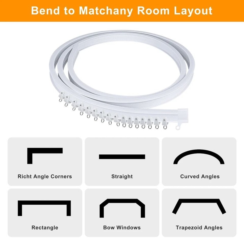 Flexible Ceiling Curtain Track System With Hooks And Brackets 4
