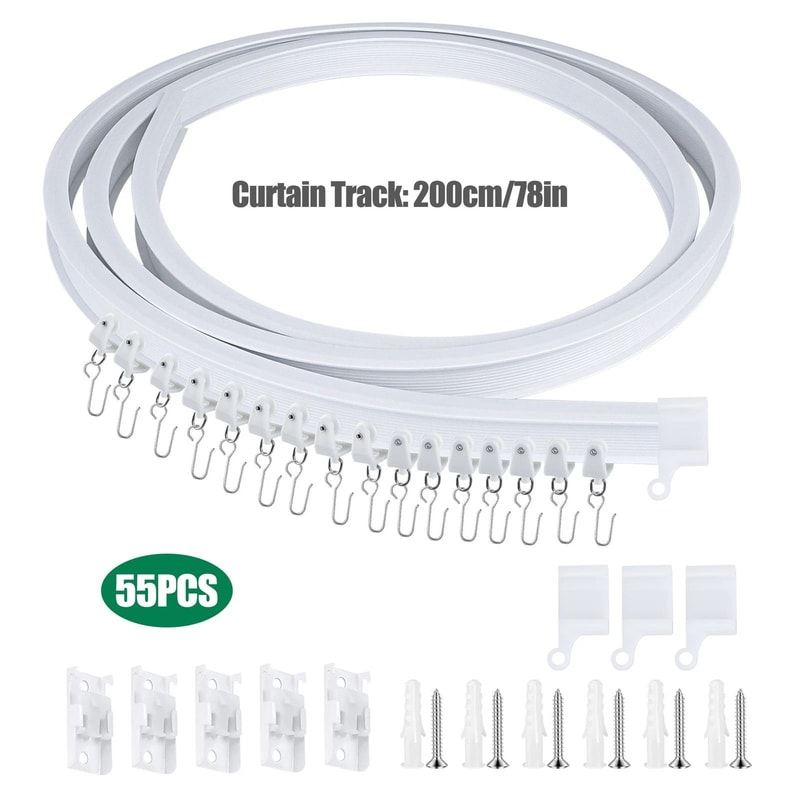 Flexible Ceiling Curtain Track System With Hooks And Brackets 1