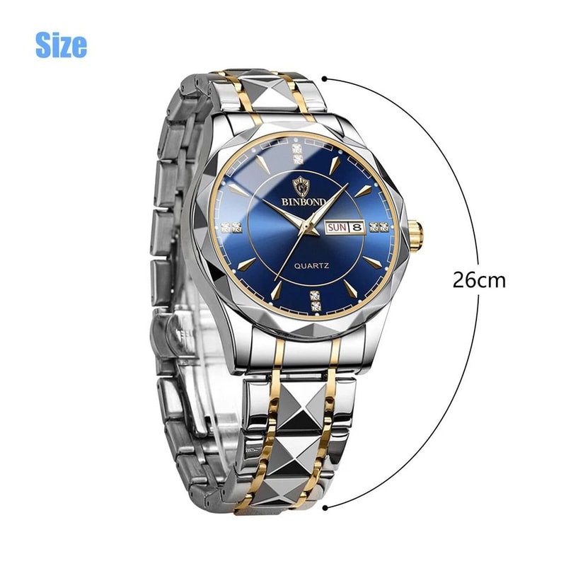 Waterproof Mens Watch Stainless Steel Quartz Luminous Business Wristwatch 7