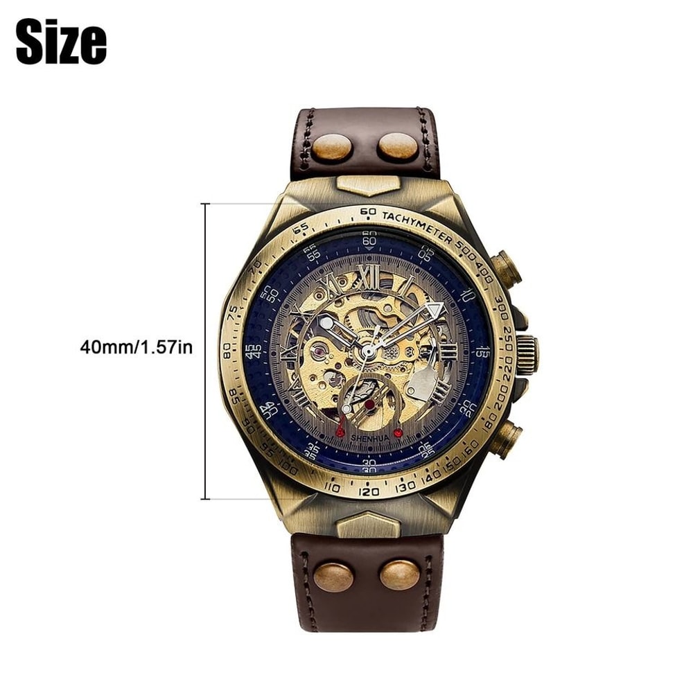 Luxury Mens Automatic Mechanical Watch With Retro Skeleton Dial And Leather Strap Elegant Design Fo 6