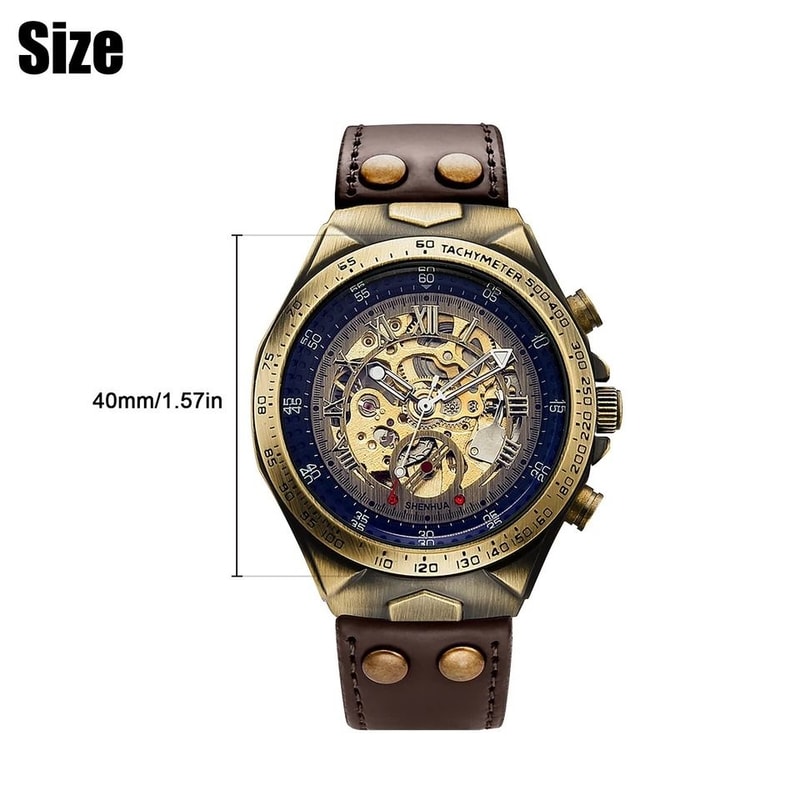 Luxury Mens Automatic Mechanical Watch With Retro Skeleton Dial And Leather Strap Elegant Design Fo 6
