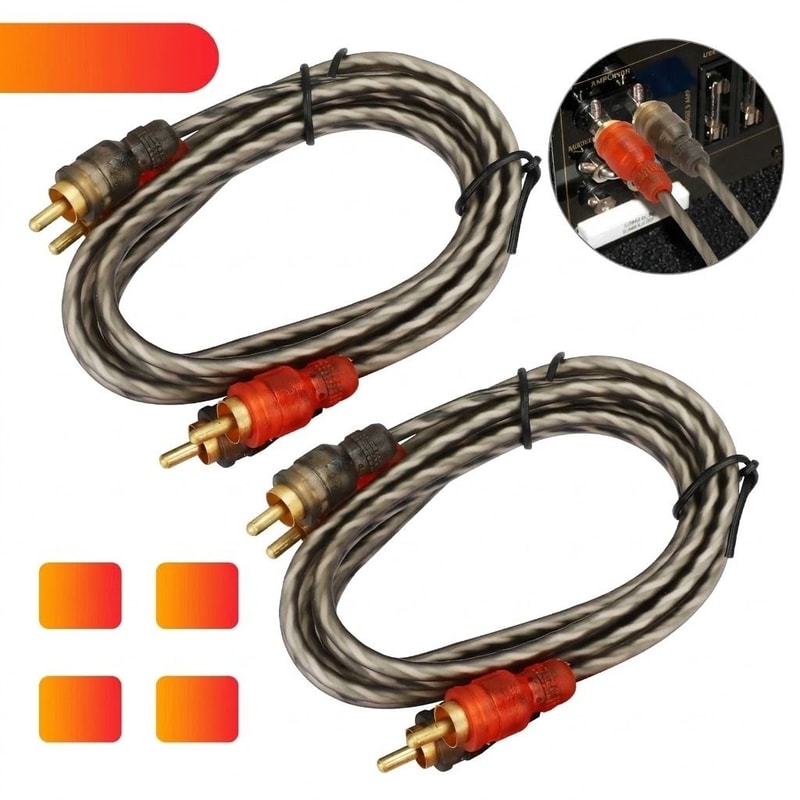 Premium Car Audio RCA Cables Channel Shielded Twisted Pair Amp Interconnect Wires 0