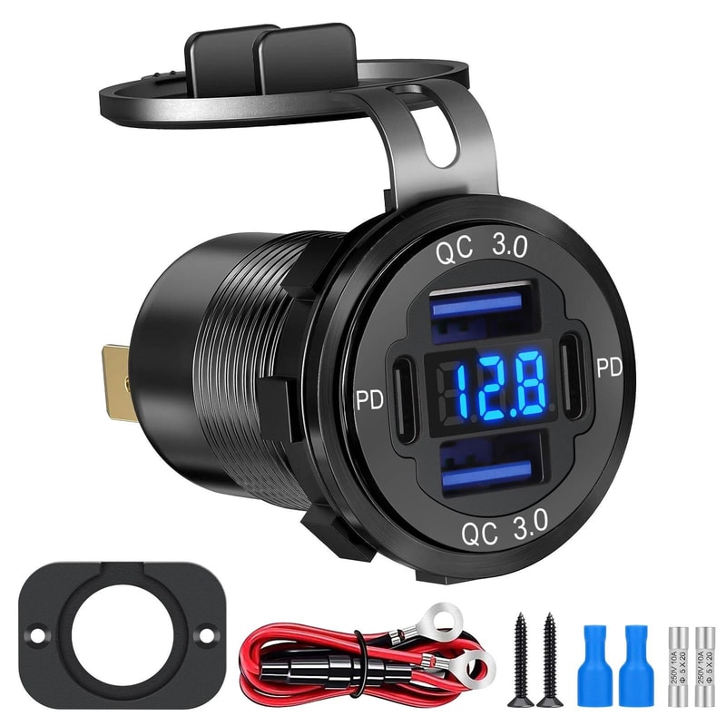Port Fast Car Charger QC PD USBC Outlet Socket For Boat RV Marine 7