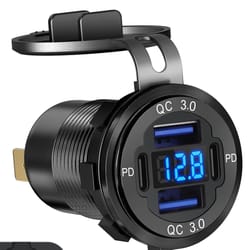 port fast car charger qc & pd usb-c outlet socket for boat, rv & marine