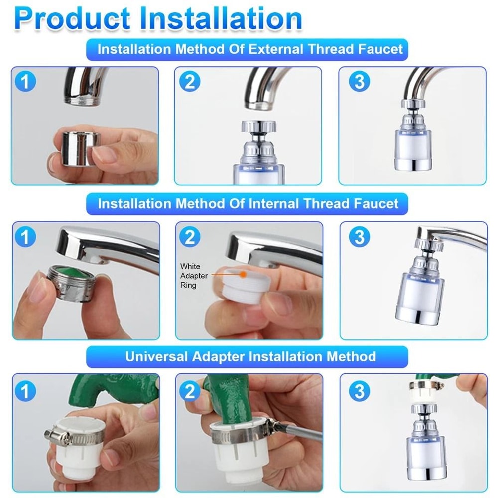 Rotating Faucet Water Filter System Kitchen Sink Mount Purifier 5