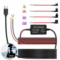universal type c dash cam hardwire kit, low voltage protection, compatible with car dvrs