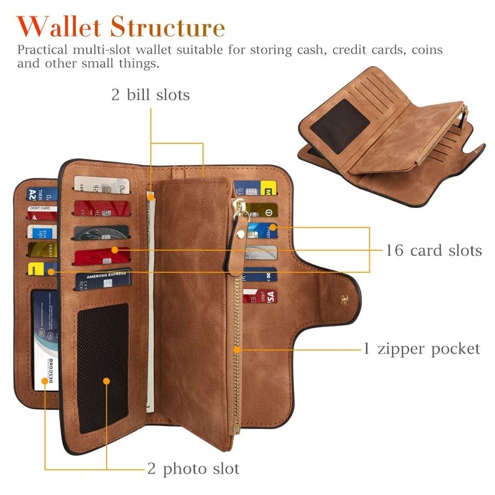 Womens Soft Leather Wallet Long Clutch Card Holder Purse Perfect Gift For Ladies 2