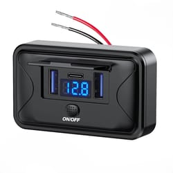 dual usb pd car fast charger socket with led voltmeter & on-off switch