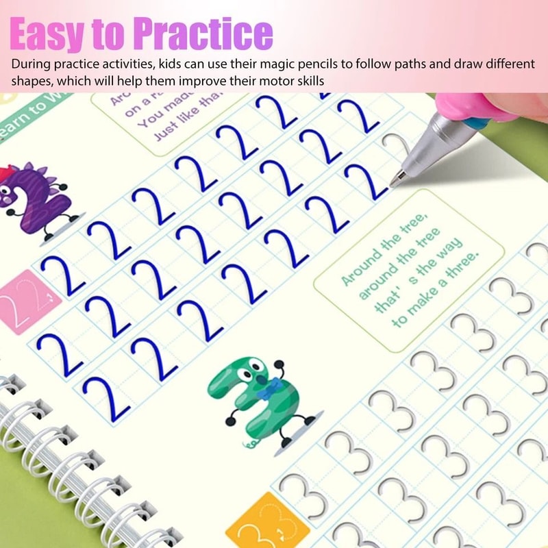 Grooved Magic Handwriting Practice Copybook Set For Boys Girls Reusable English Calligraphy Book 2