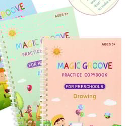 grooved magic handwriting practice copybook set for boys & girls reusable english calligraphy book