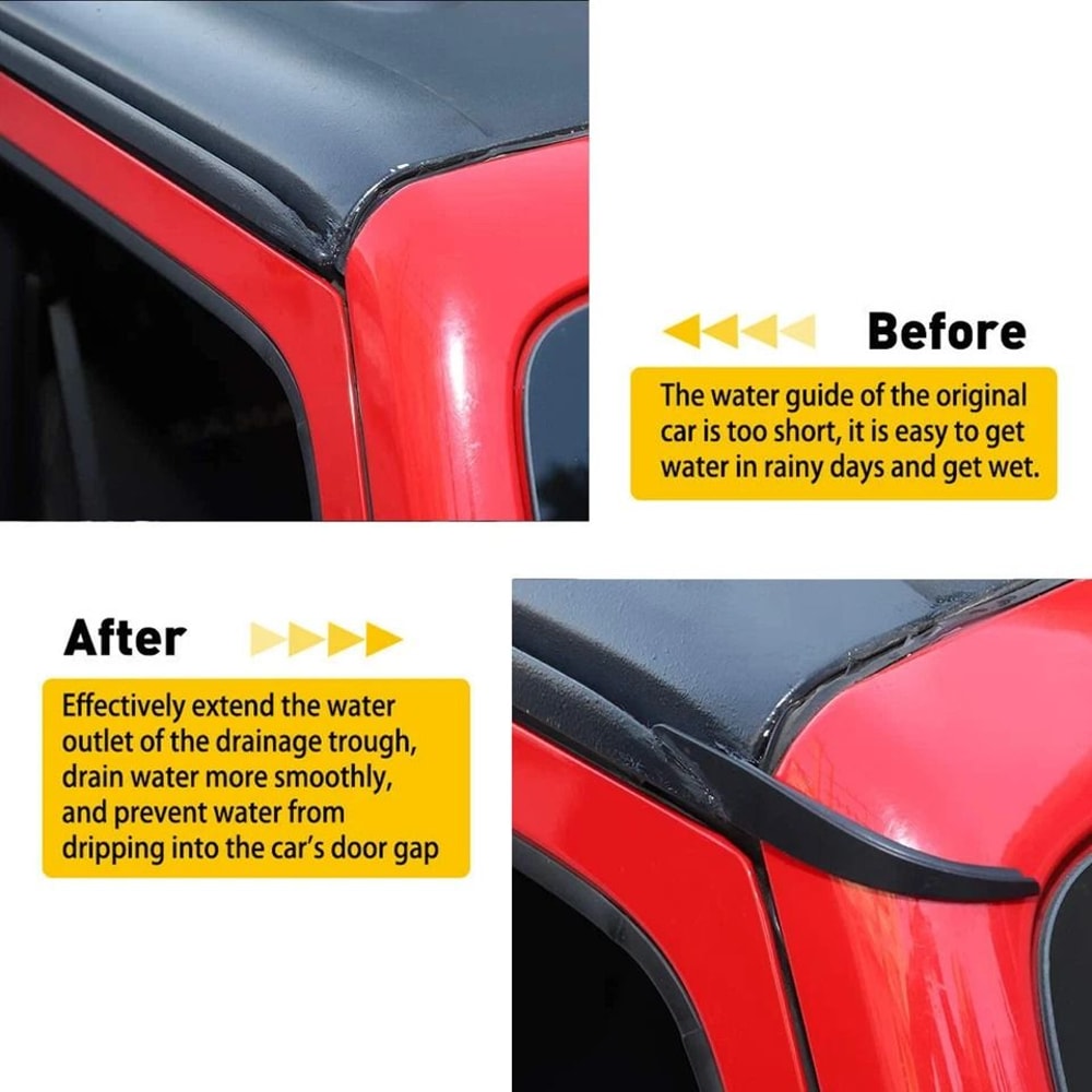 Jeep Wrangler JK Water Rain Diverters Gutter Extension 20072018 Protect Your Ride 2