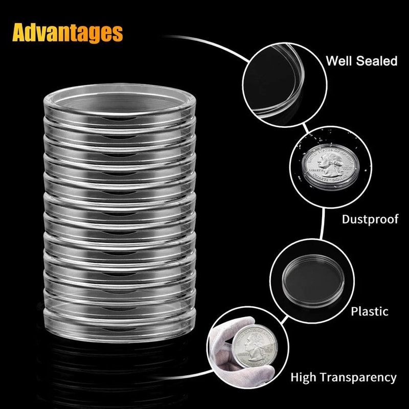 Coin Holder Capsules Case Clear For Silver Dollar With Storage Box 1
