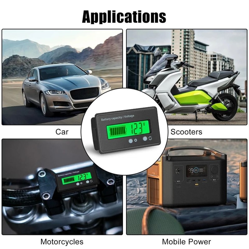 MultiVoltage LCD Battery Status Monitor Gauge Waterproof Voltage Meter For Cars RVs Boats 6