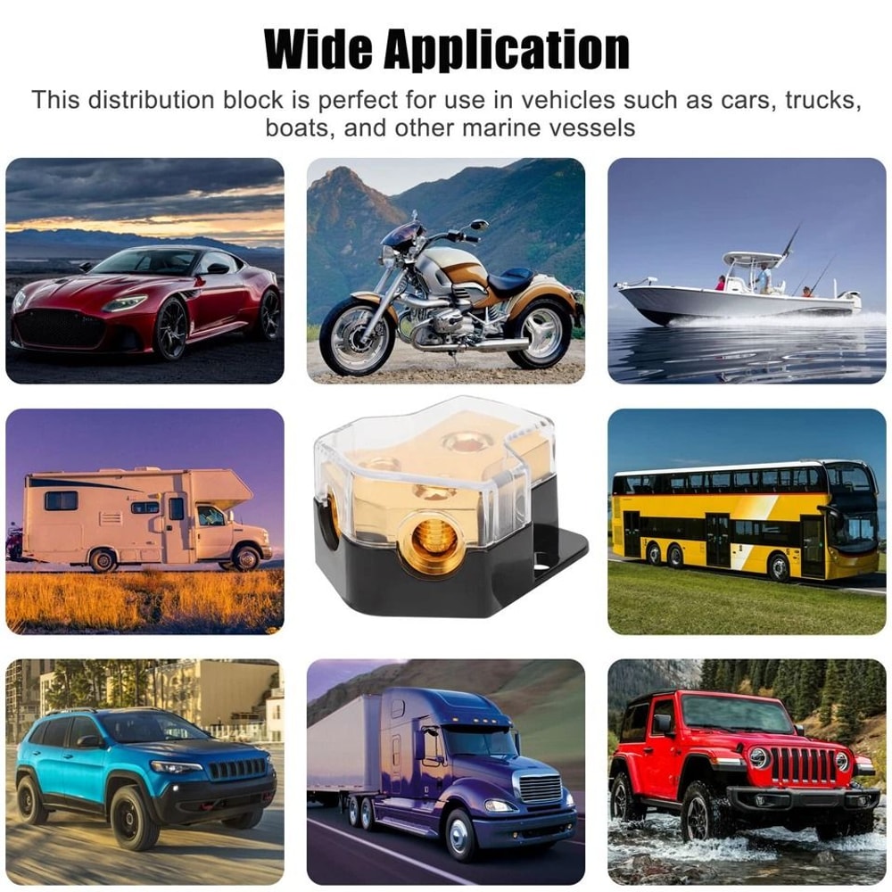 Car Audio Splitter Amp Power Distribution Block Gauge In Gauge Out With Protective Cover 6