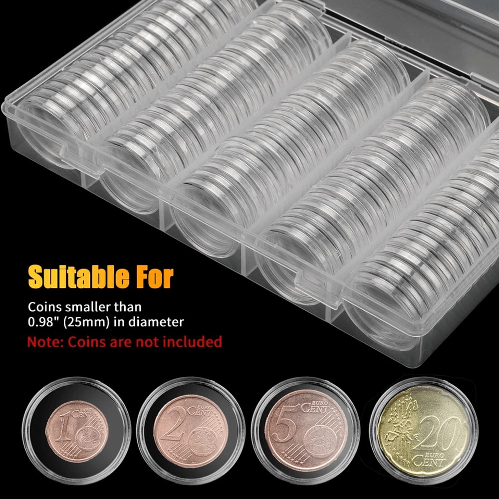 Clear Coin Holder Capsules For Quarters Durable 25mm Capsules For Coin Collection 4