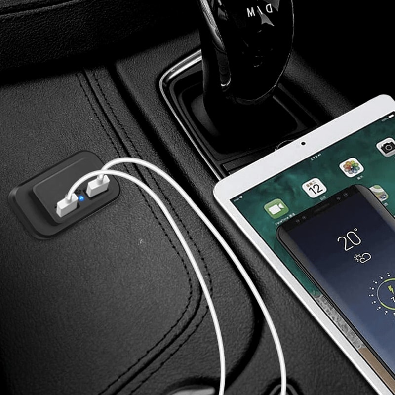Dual USB Car Charger Socket Fast Power Outlet For Boats RVs More 0