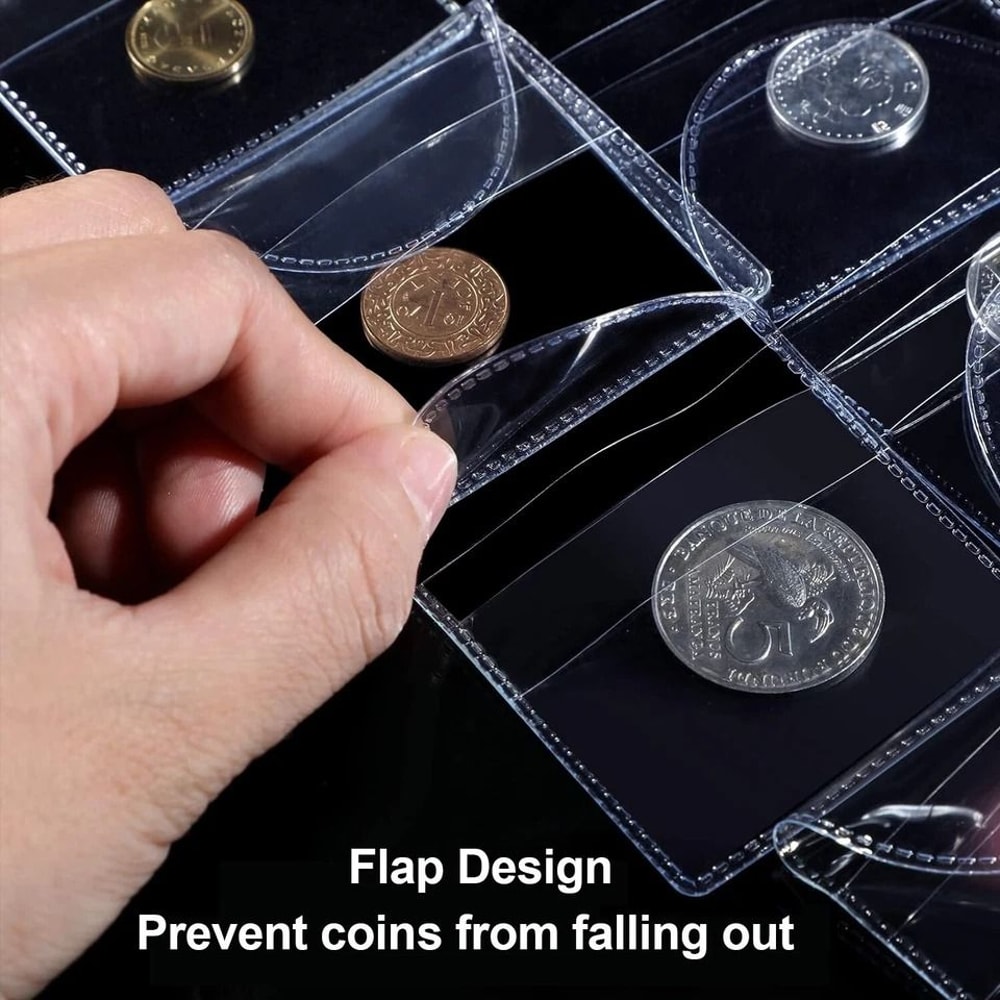 Transparent PVC Coin Sleeves Durable Currency Bill Holders For Coins Tokens And Collectibles 4