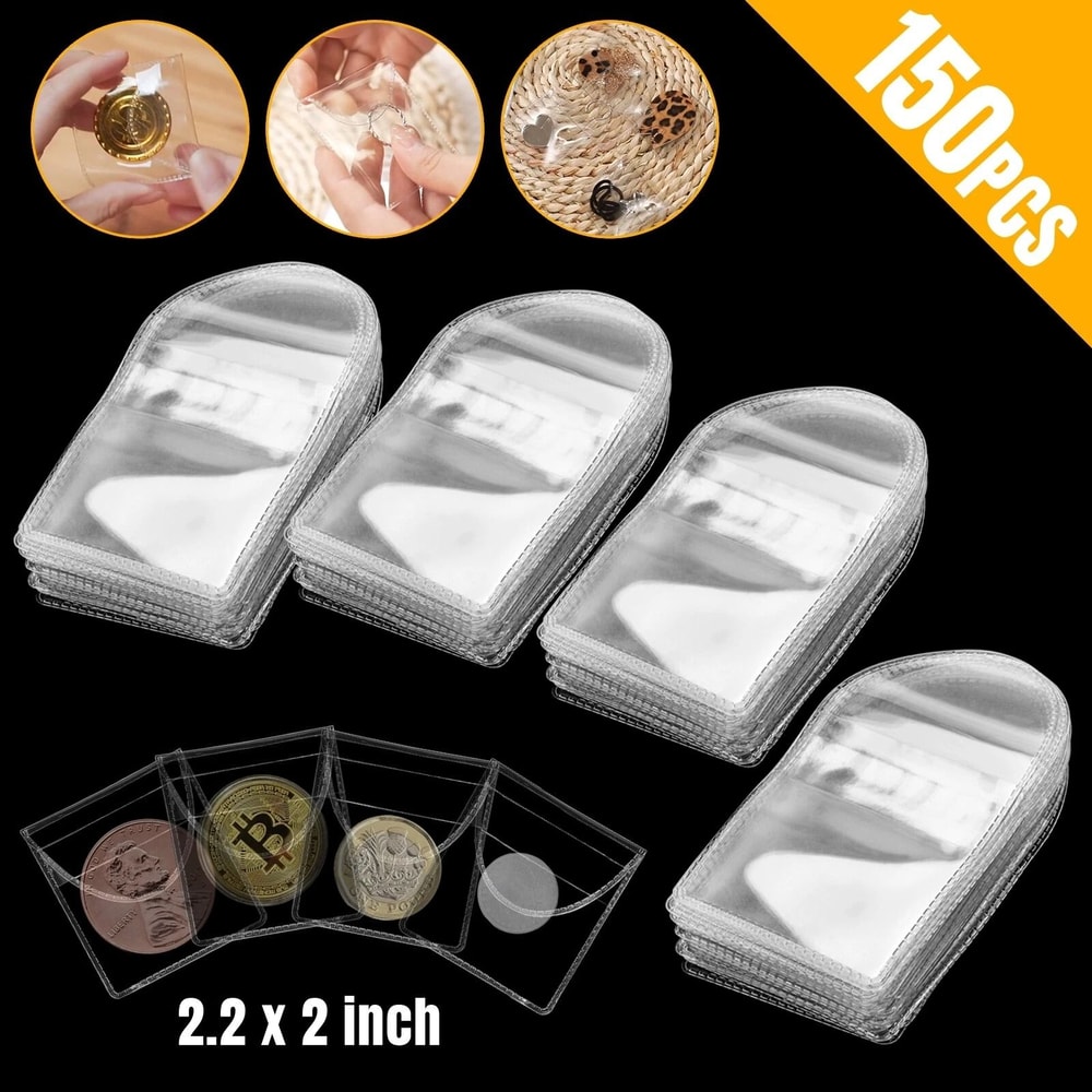 Transparent PVC Coin Sleeves Durable Currency Bill Holders For Coins Tokens And Collectibles 6
