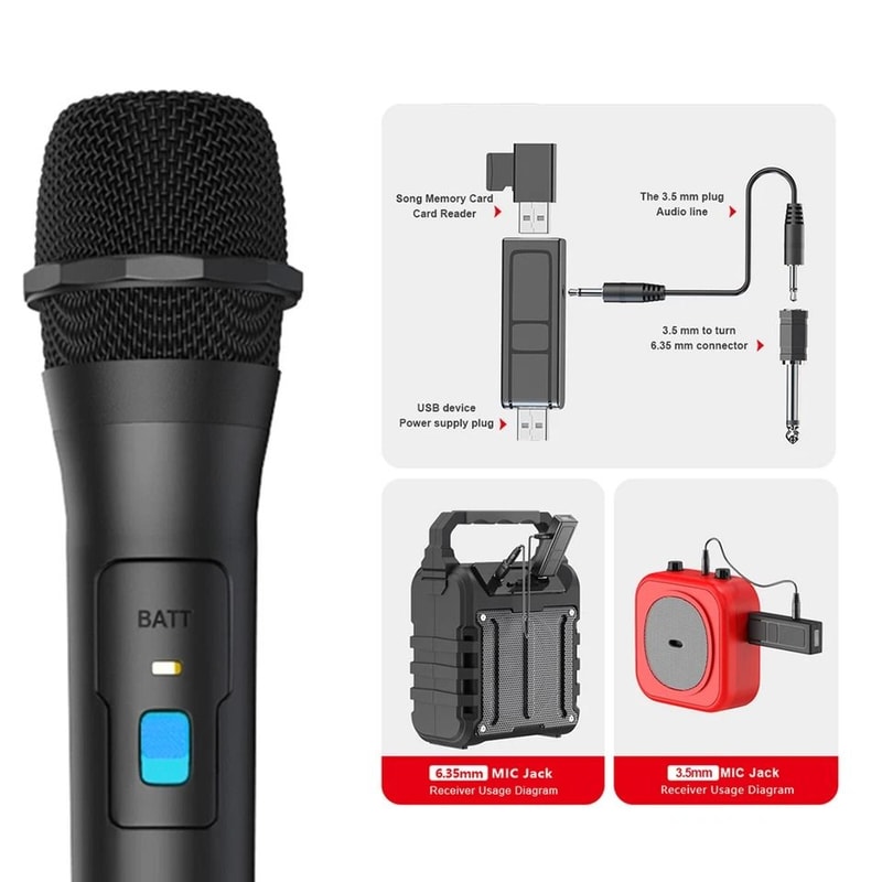 Wireless VHF Handheld Microphone System With USB Receiver For Karaoke Live Performances 2