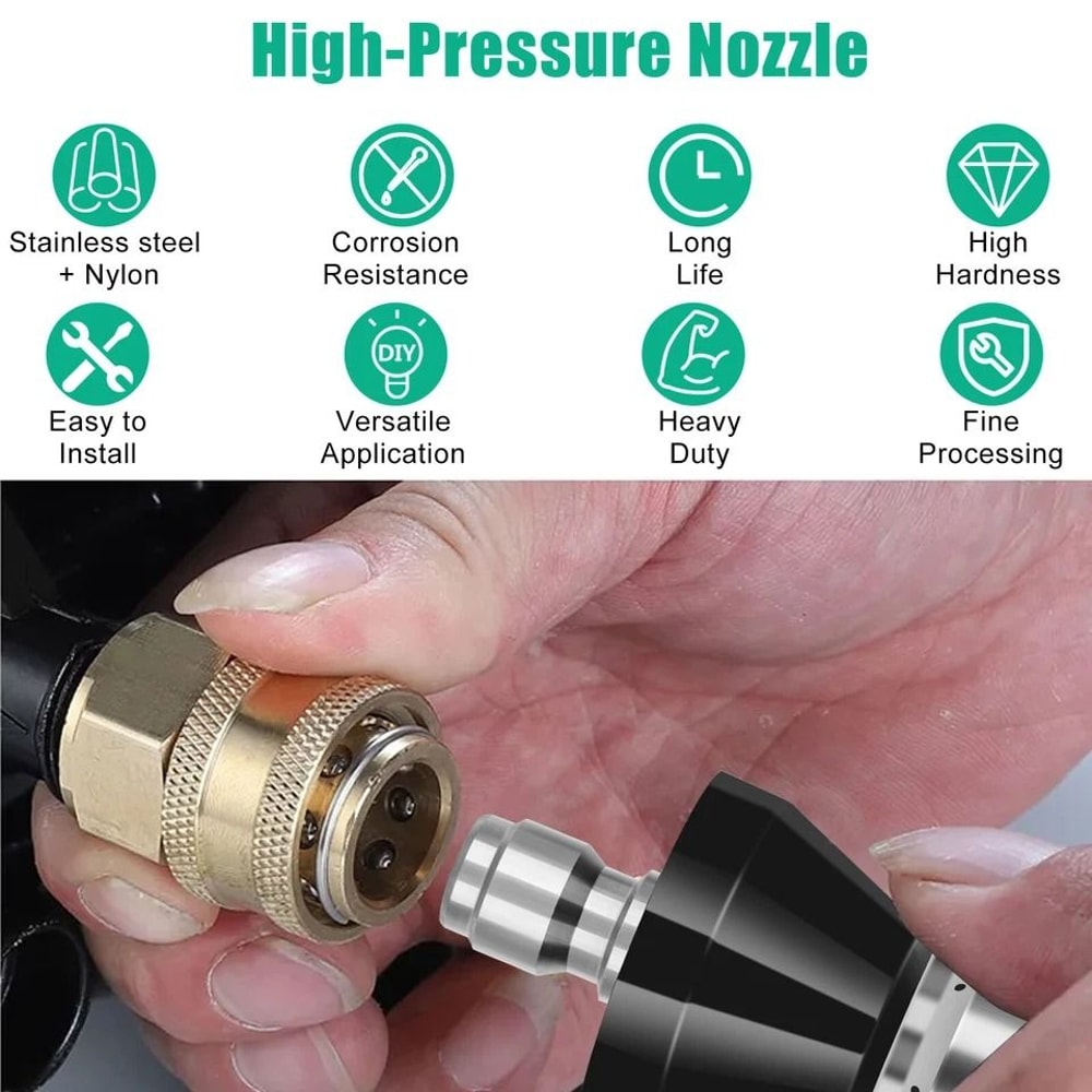 Highpressure Sewer Cleaning Nozzle Pipe Cleaner With Connector Stainless Steel 8