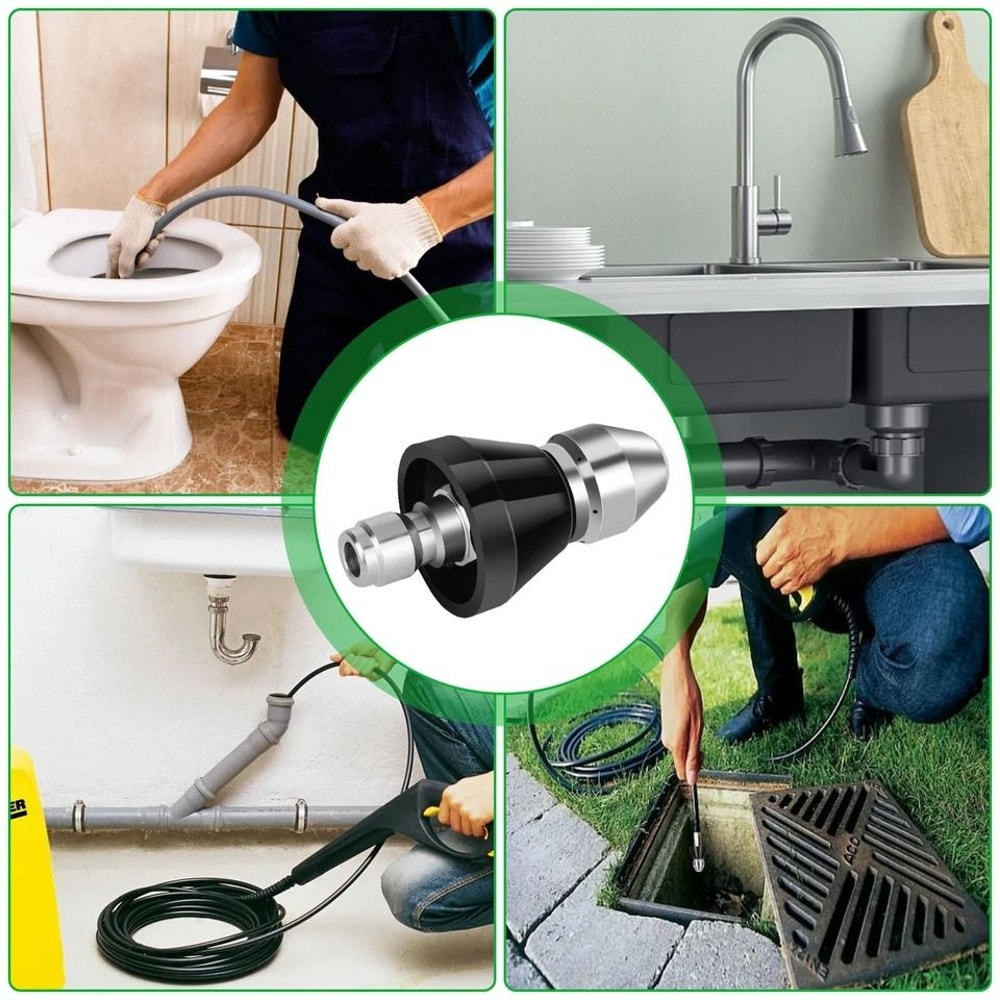 Highpressure Sewer Cleaning Nozzle Pipe Cleaner With Connector Stainless Steel 5