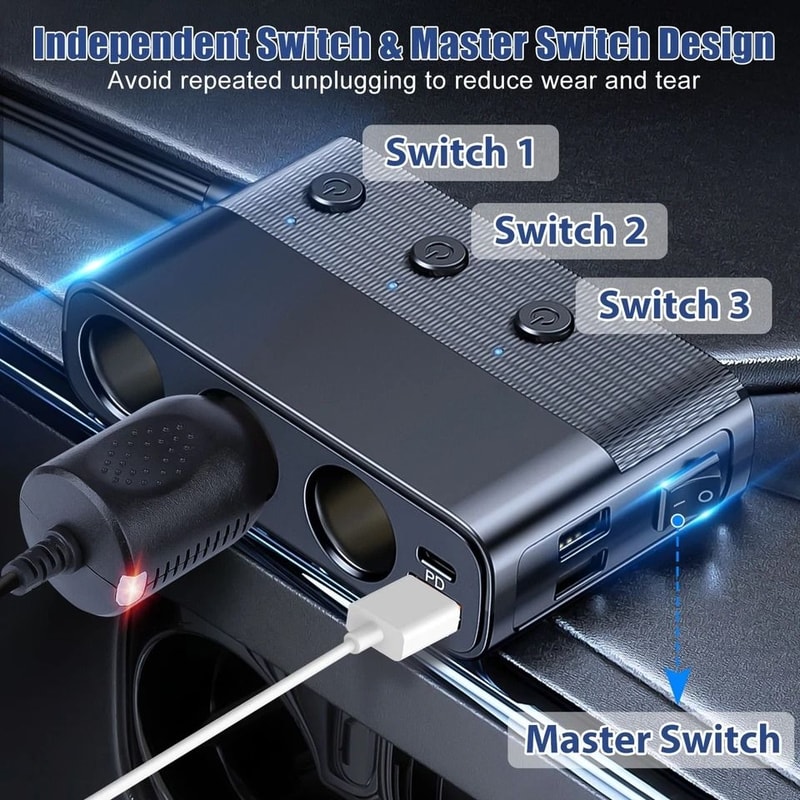 Car Cigarette Lighter Socket Splitter Power Adapter Quick Charge USB 1