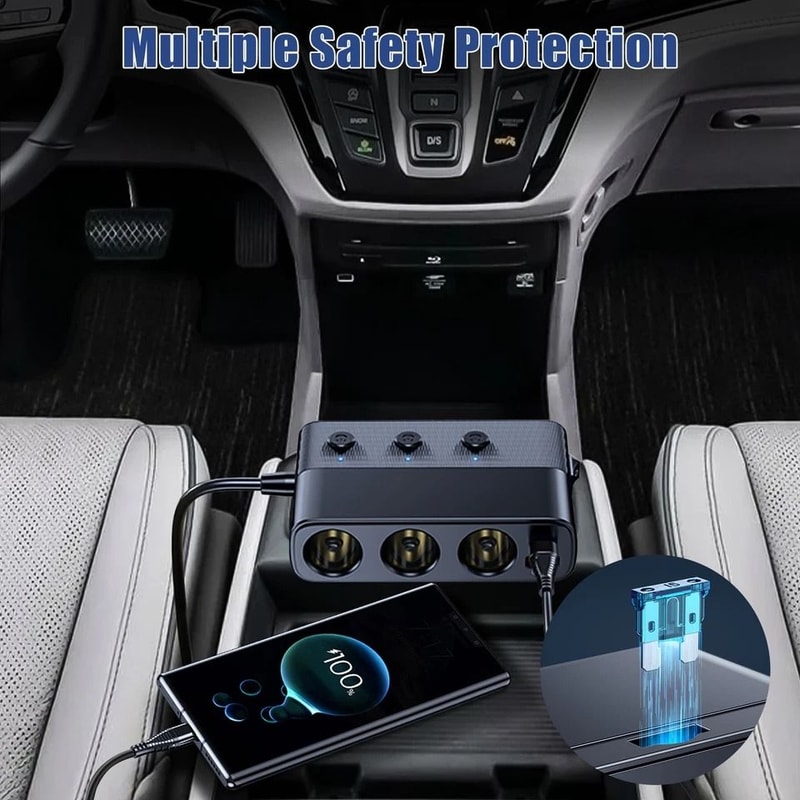 Car Cigarette Lighter Socket Splitter Power Adapter Quick Charge USB 5