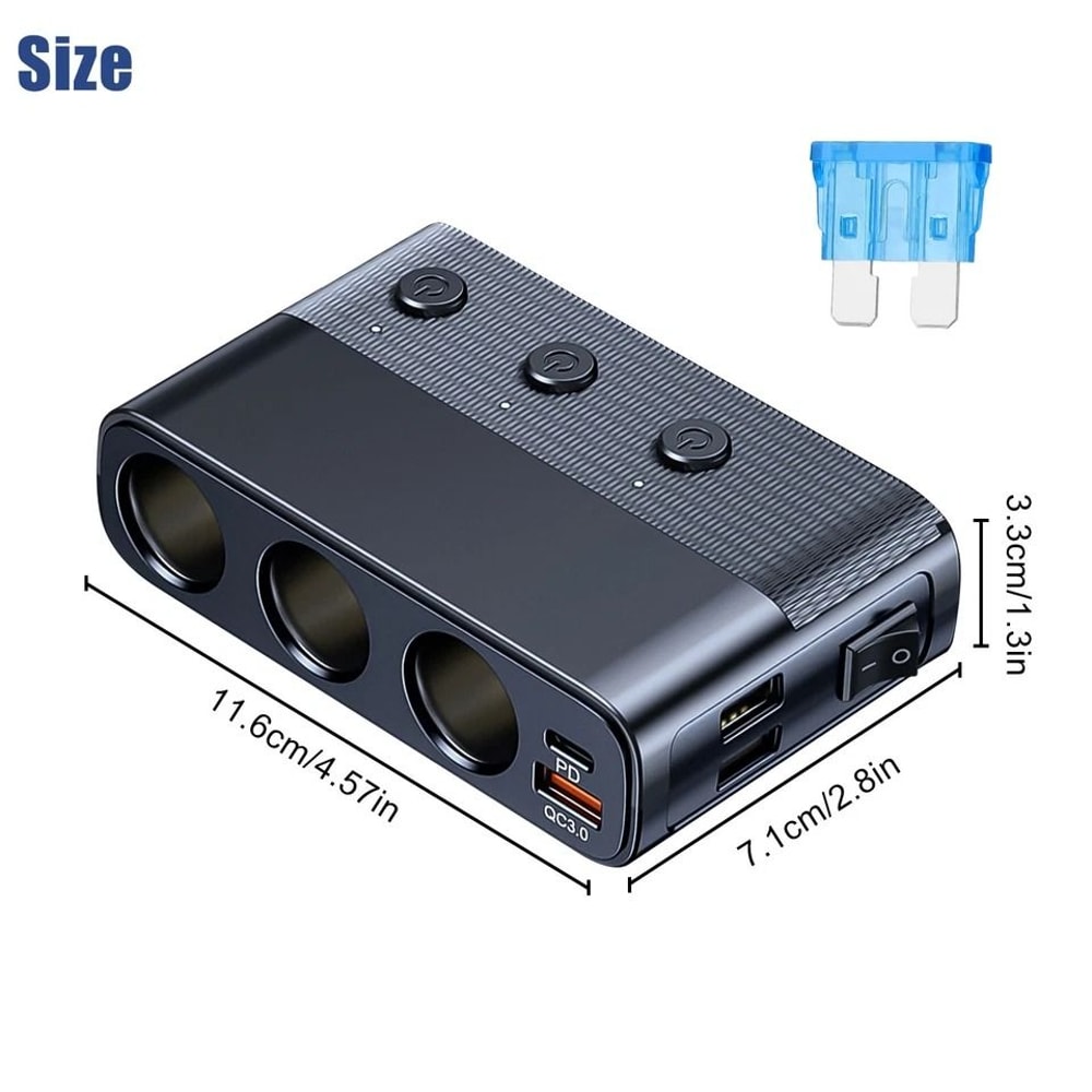 Car Cigarette Lighter Socket Splitter Power Adapter Quick Charge USB 7