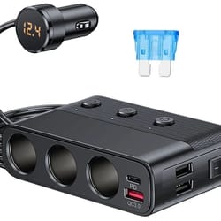 car cigarette lighter socket splitter, power adapter, quick charge usb