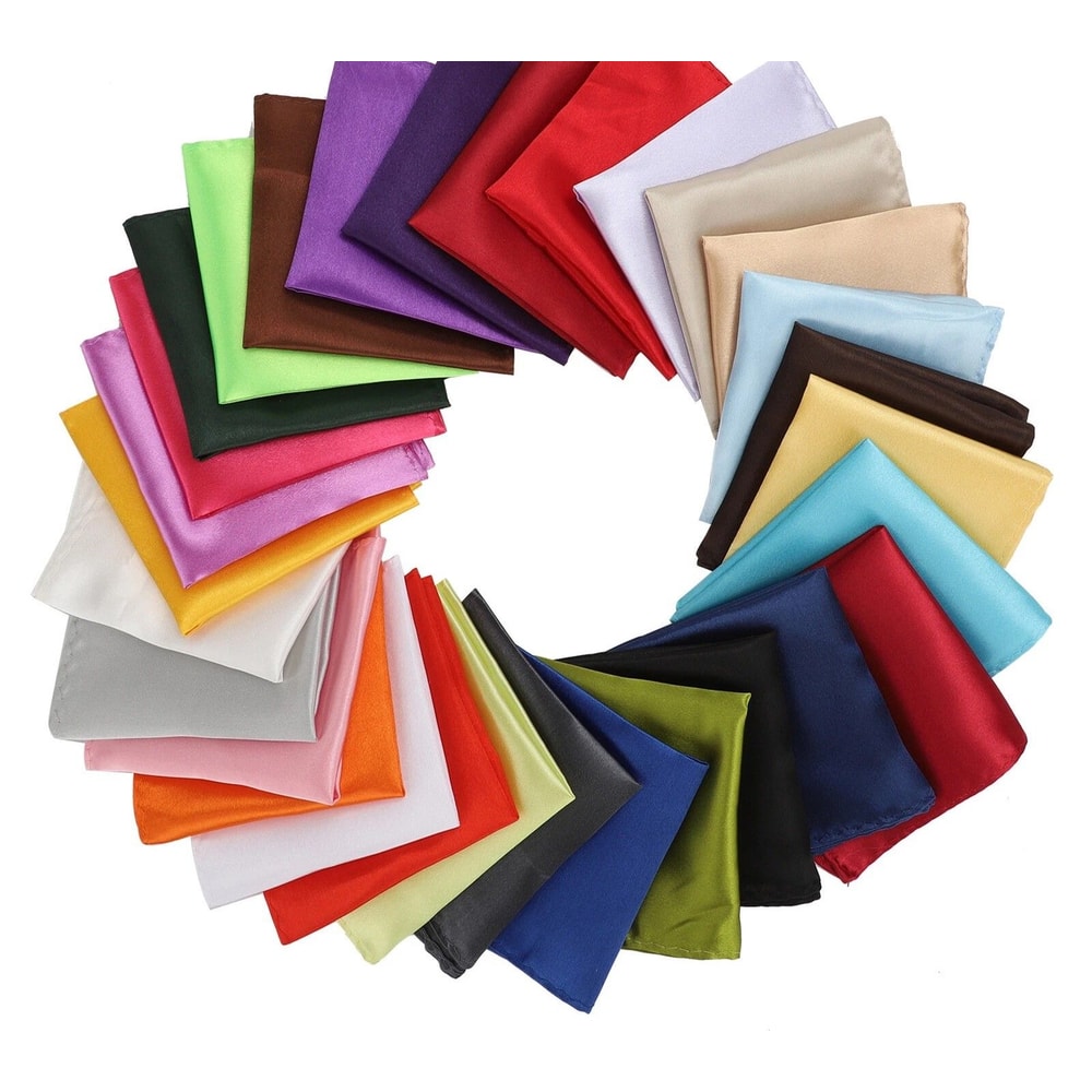 Satin Silk Pocket Squares Assorted Solid Colors For Weddings Parties 0
