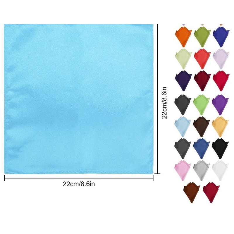Satin Silk Pocket Squares Assorted Solid Colors For Weddings Parties 5