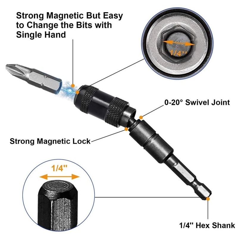 Shank Magnetic Pivoting Drill Bit Tip Holder For Impact Tools 3