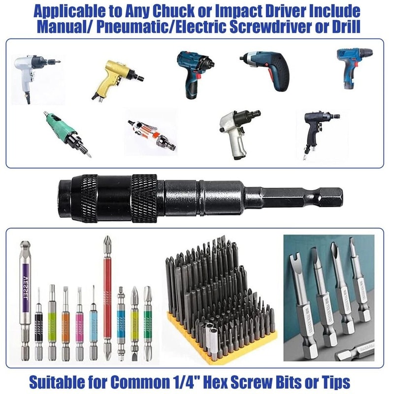 Shank Magnetic Pivoting Drill Bit Tip Holder For Impact Tools 5