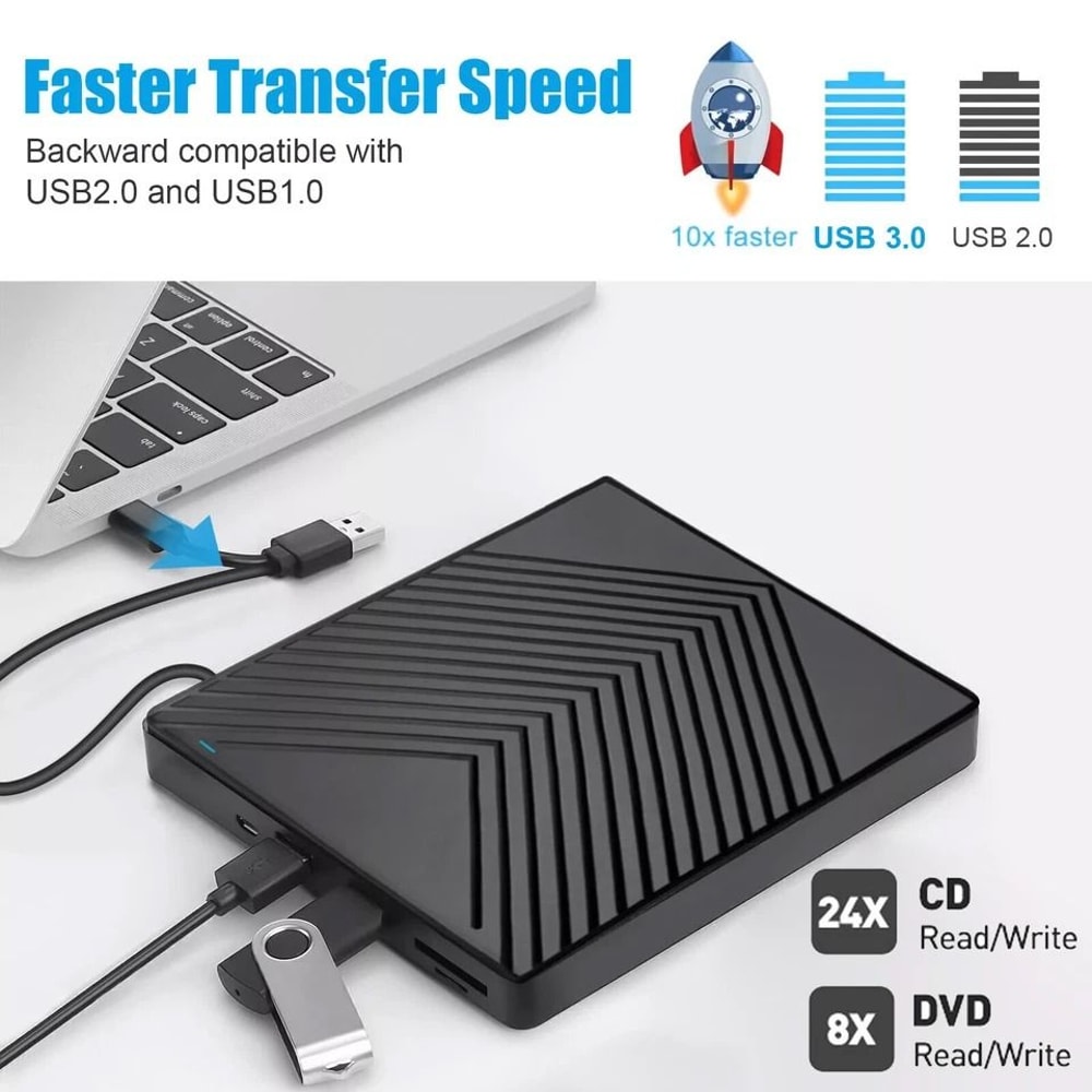 External CDDVD Drive USB Player Burner For PC Laptop Windows 3