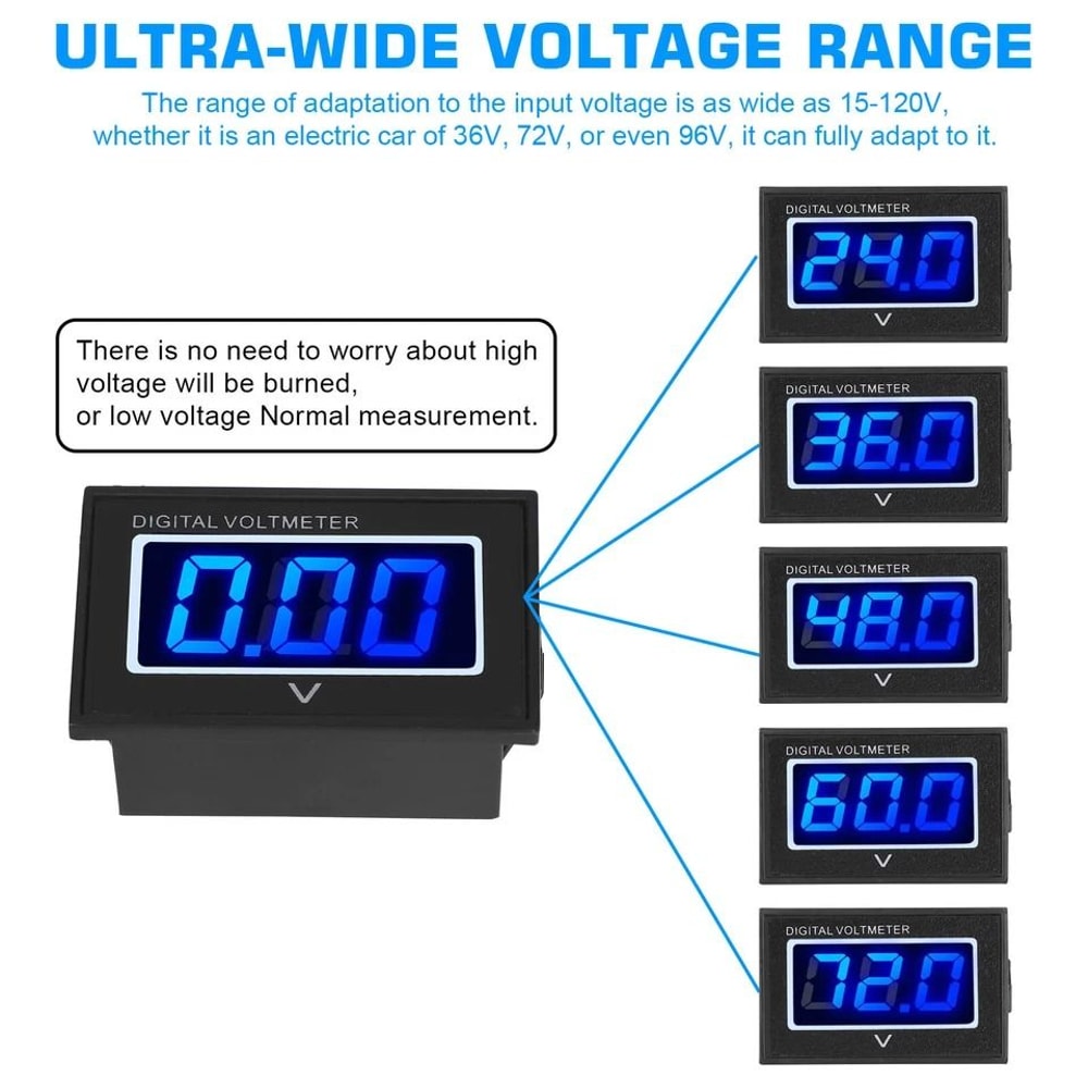 Golf Cart Blue LED Digital Battery Voltage Meter For Yamaha Waterproof Display For Electric Vehicle 1