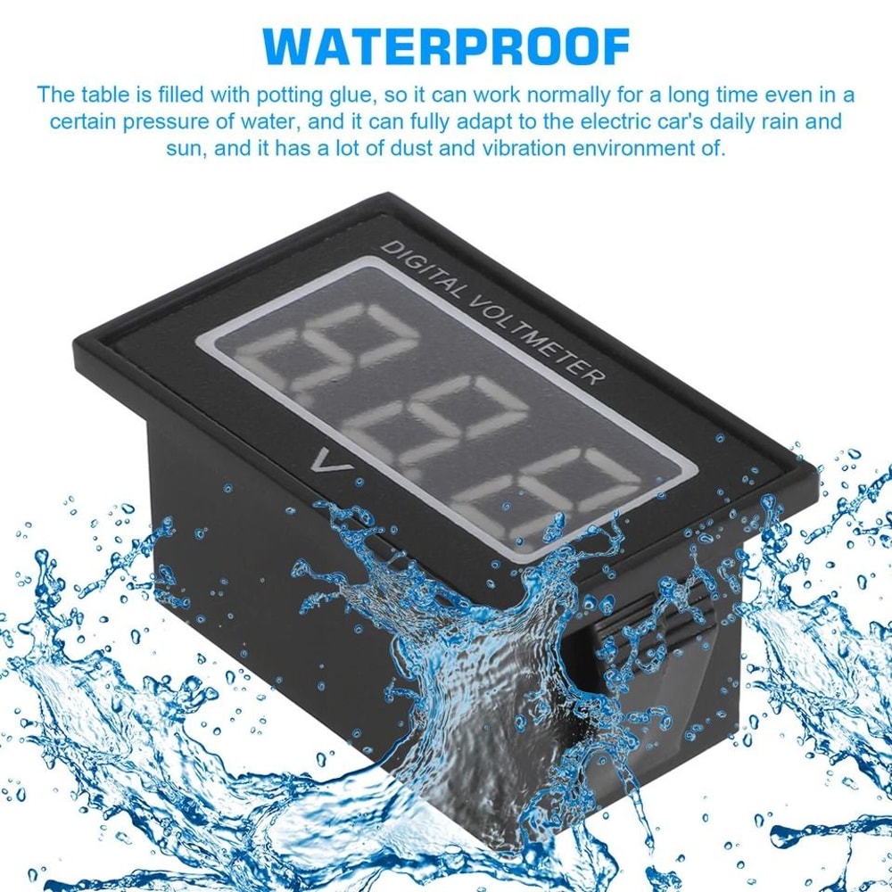 Golf Cart Blue LED Digital Battery Voltage Meter For Yamaha Waterproof Display For Electric Vehicle 4