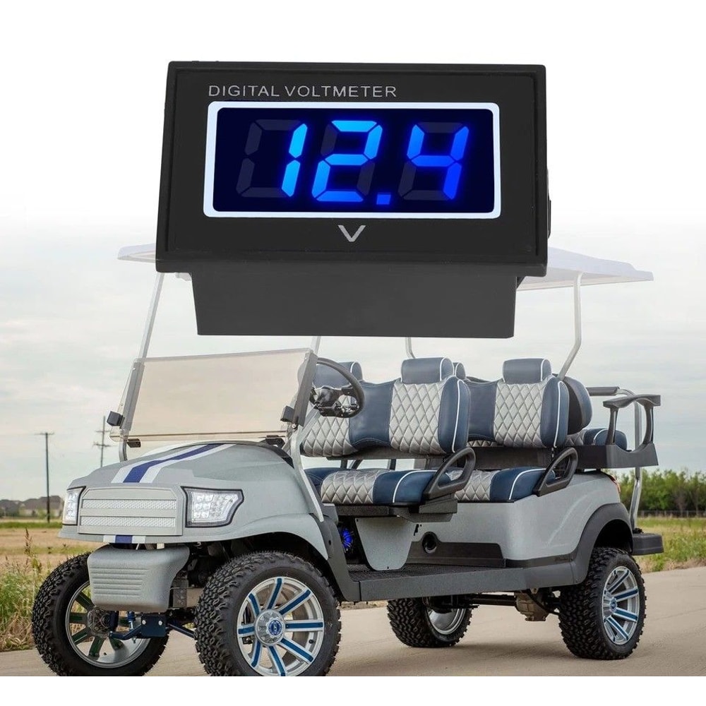 Golf Cart Blue LED Digital Battery Voltage Meter For Yamaha Waterproof Display For Electric Vehicle 0