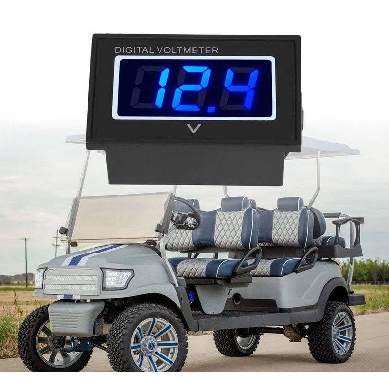 Golf Cart Blue LED Digital Battery Voltage Meter For Yamaha Waterproof Display For Electric Vehicle 0